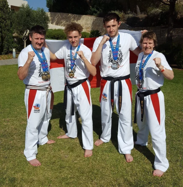 England team members at WKA kickboxing world championships
